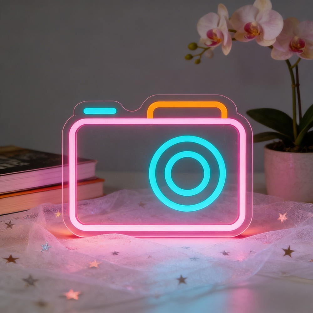Photography Studio Lighting Set Up - Camera Neon Sign LED Wall Art