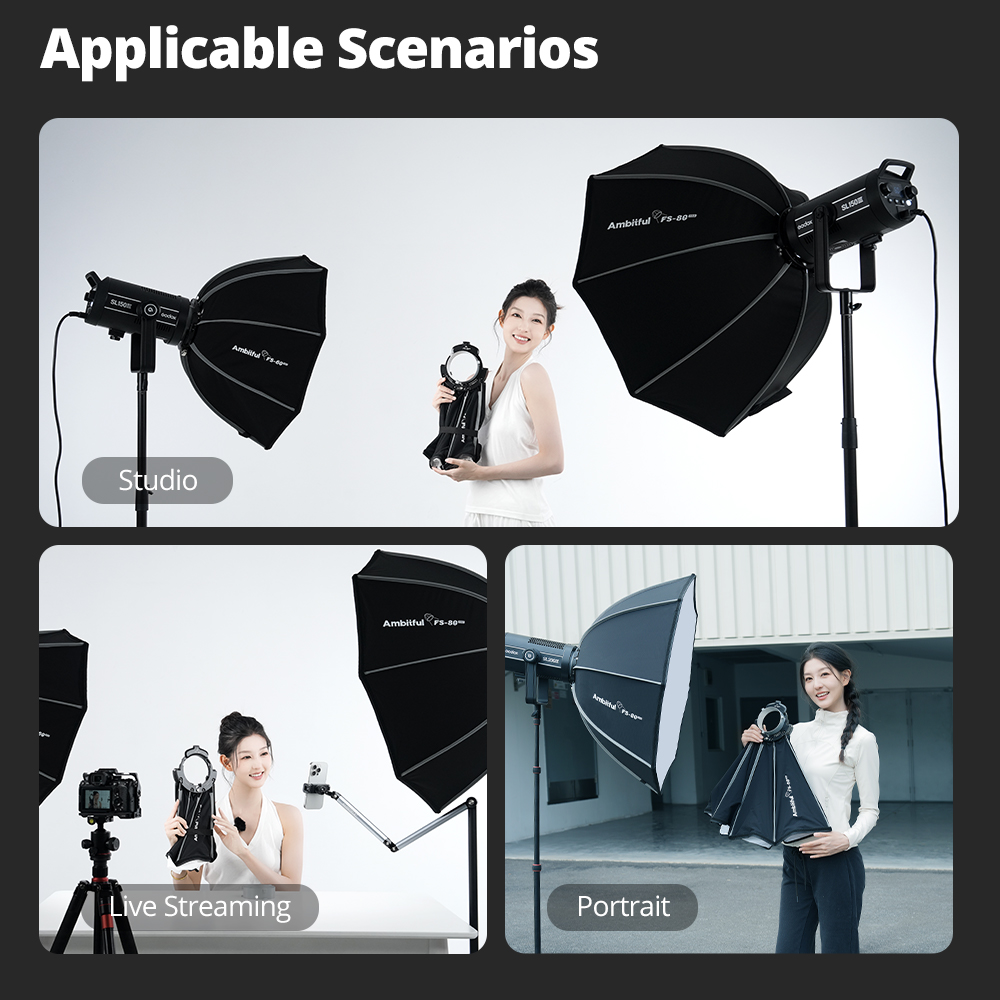 Photography Studio Lighting Set Up - Ambitful FS80PRO Fast Setup Bowens Mount