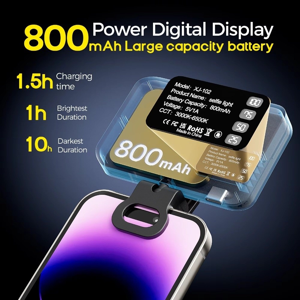 Photography Using Lighting - 800/1000mAh LED Selfie Light 3 Modes