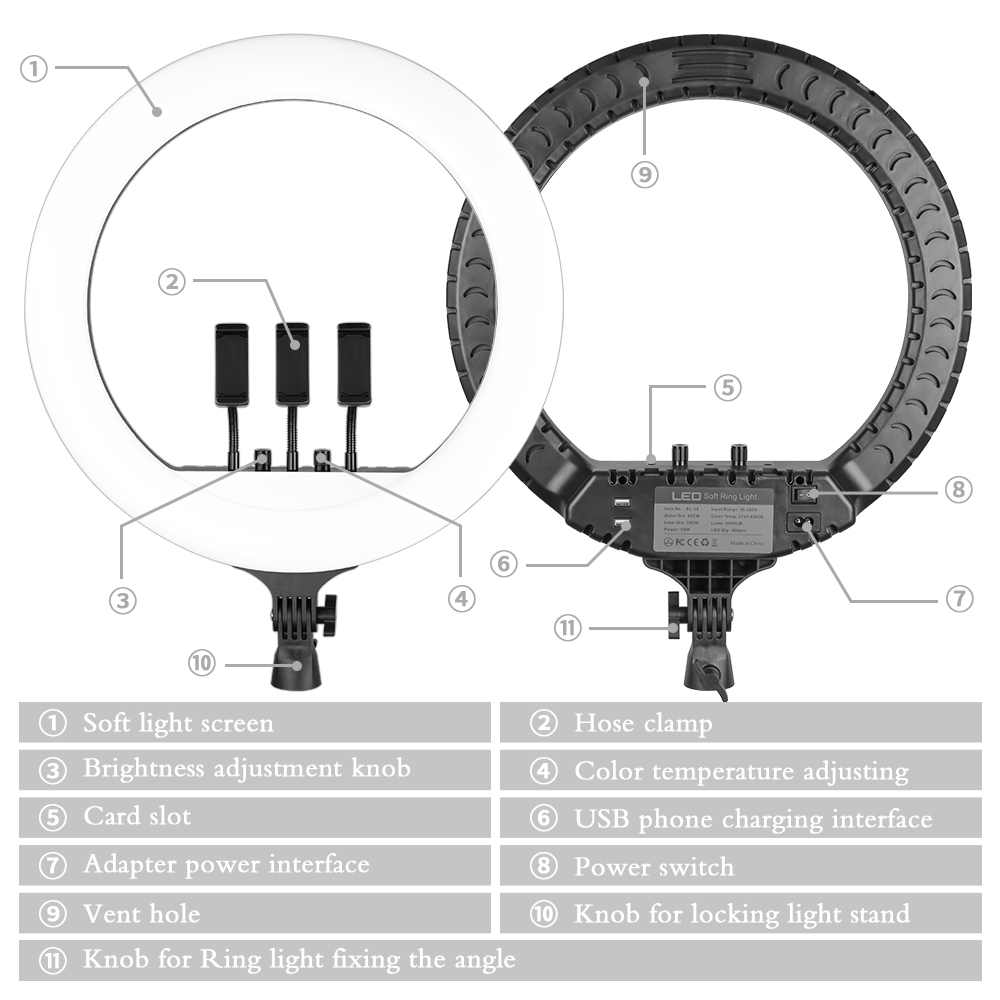 SH 18 Inch Knob Ring Light LED - Photography Lighting With Umbrella review and price